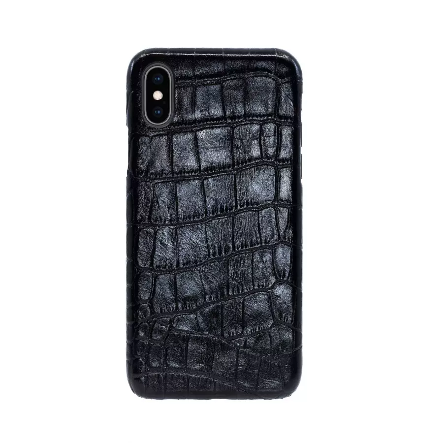 Чехол Croco Leather Case для iPhone X/XS - Черный (Black) Тиснение 2. Вид 1