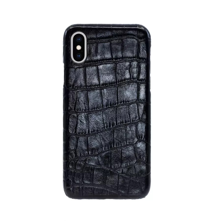 Чехол Croco Leather Case для iPhone X/XS - Черный (Black) Тиснение 2. Вид 2