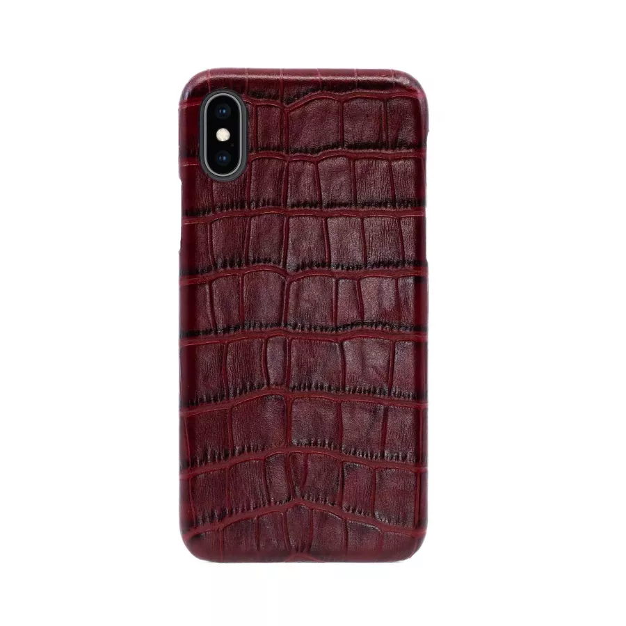 Купить Чехол Croco Leather Case для iPhone X/XS - Бургундский (Burgundy) в Сочи. Вид 1