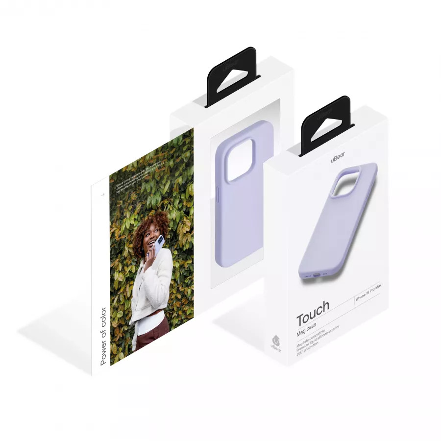 Купить Силиконовый чехол uBear Touch Mag Case для iPhone 15 Pro Max, лавандовый в Сочи. Вид 5