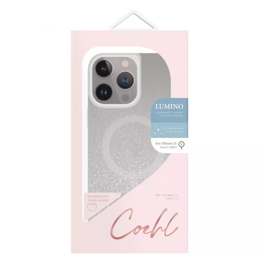Купить Чехол Uniq COEHL Lumino (MagSafe) для iPhone 15 Pro Max, Sparkling Silver в Сочи. Вид 3