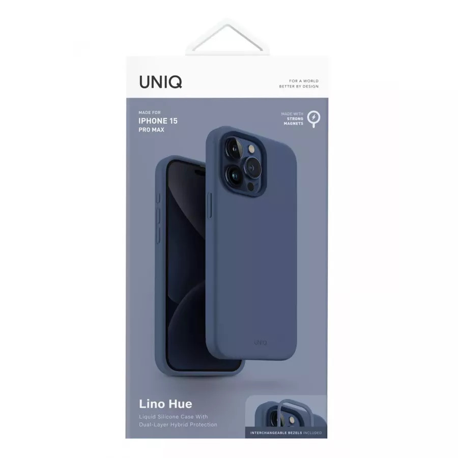 Купить Чехол Uniq LINO (Magsafe) для iPhone 15 Pro Max, Blue в Сочи. Вид 7