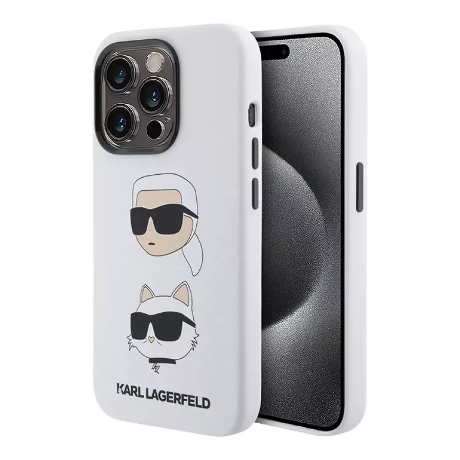 Купить Чехол Lagerfeld Liquid silicone NFT Karl and Choupette heads Hard для iPhone 15 Pro, черный в Сочи. Вид 1