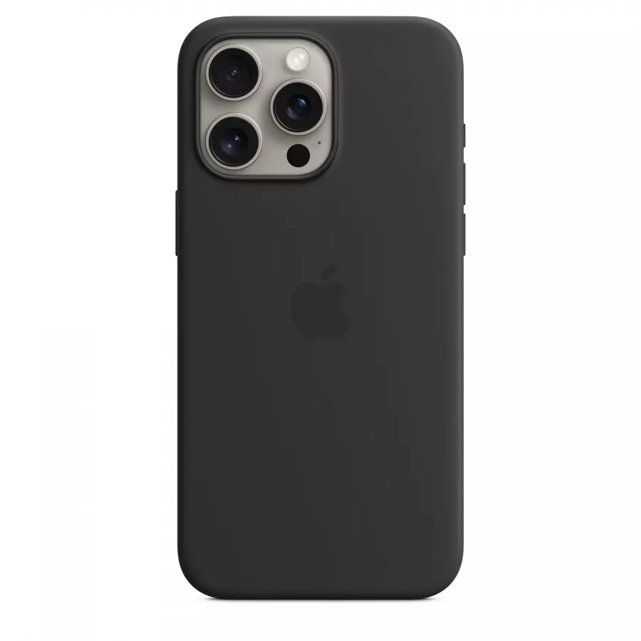 Купить Оригинальный силиконовый чехол Apple Silicone Case (MagSafe) для iPhone 15 Pro Max, black в Сочи. Вид 1