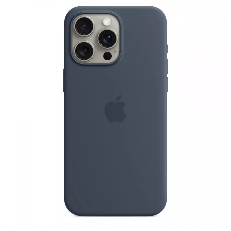 Купить Оригинальный силиконовый чехол Apple Silicone Case (MagSafe) для iPhone 15 Pro Max, storm blue в Сочи. Вид 1
