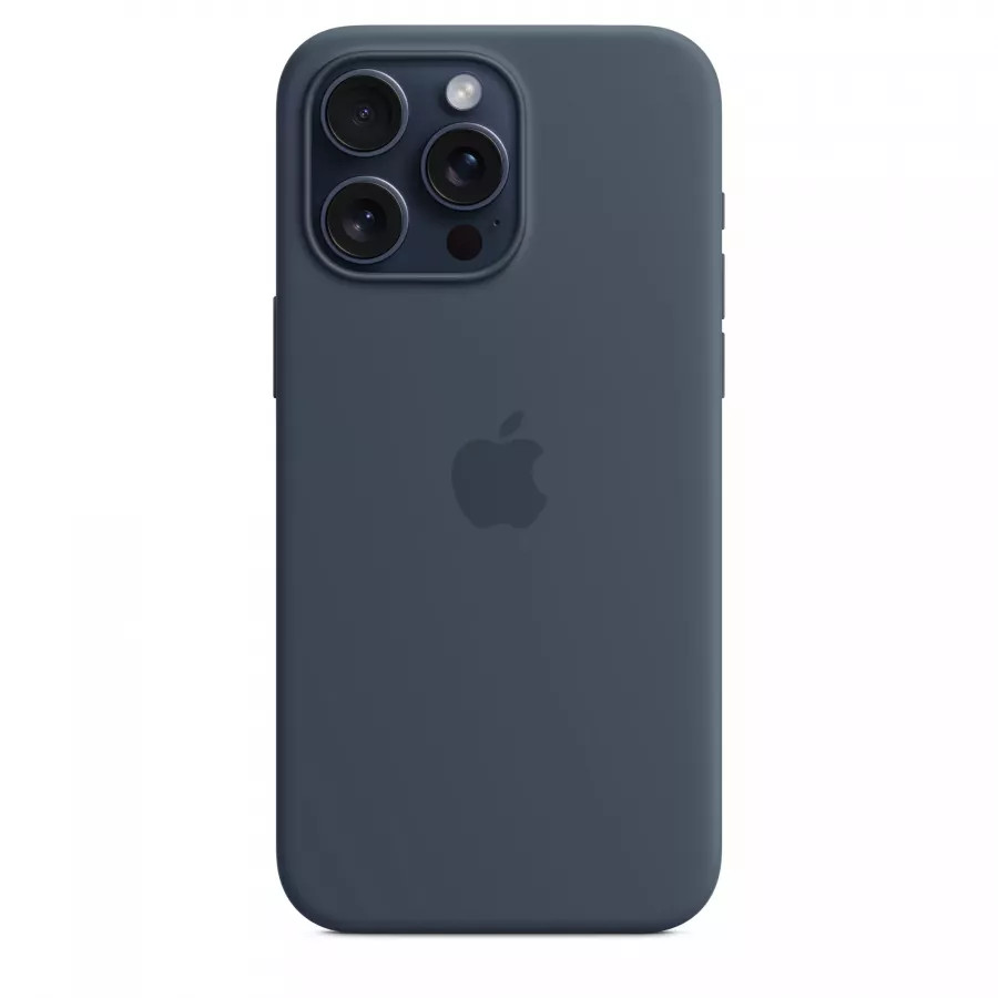 Купить Оригинальный силиконовый чехол Apple Silicone Case (MagSafe) для iPhone 15 Pro Max, storm blue в Сочи. Вид 2