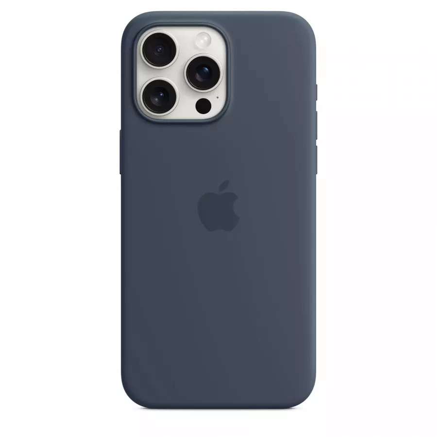 Купить Оригинальный силиконовый чехол Apple Silicone Case (MagSafe) для iPhone 15 Pro Max, storm blue в Сочи. Вид 3