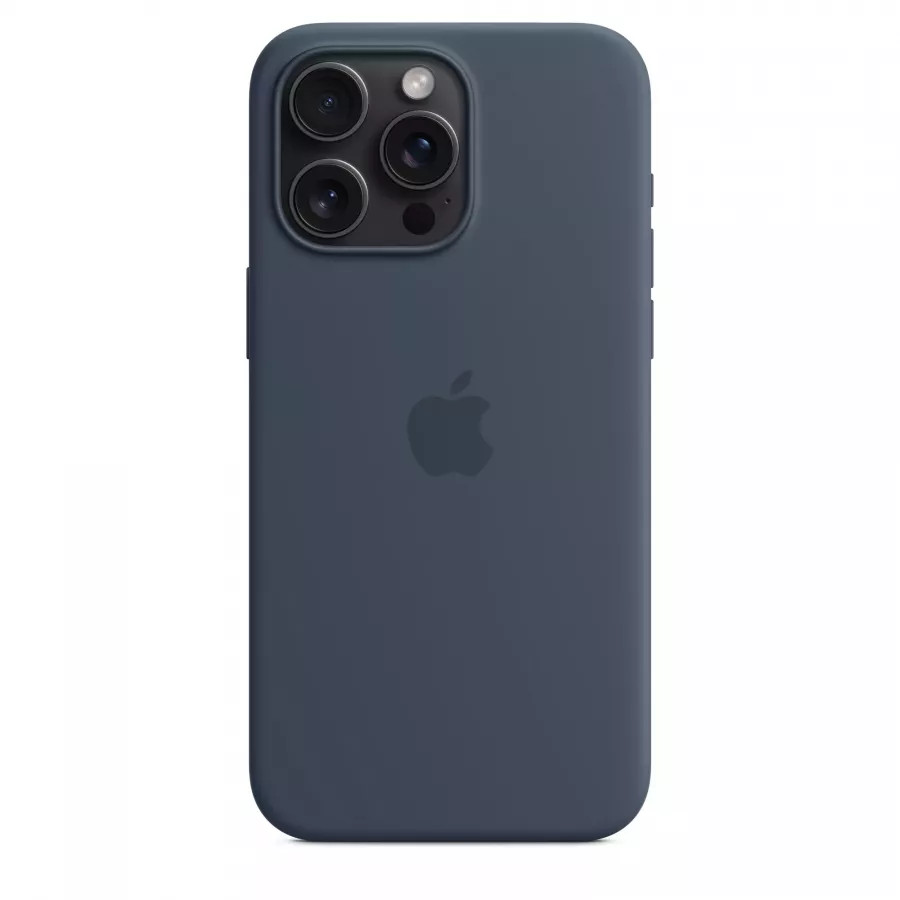 Купить Оригинальный силиконовый чехол Apple Silicone Case (MagSafe) для iPhone 15 Pro Max, storm blue в Сочи. Вид 4