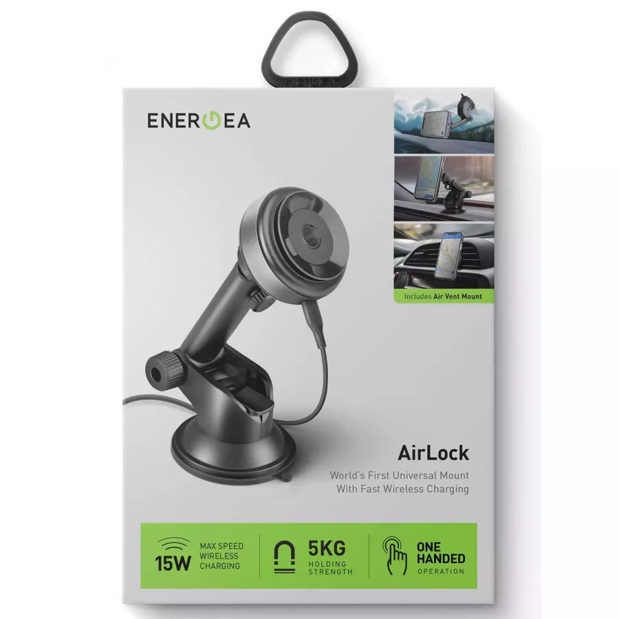 Купить Автодержатель-беспроводное зарядное устройство EnergEA AirLock Vacuum Mount 15W Air/Dash Gunmetal в Сочи. Вид 7