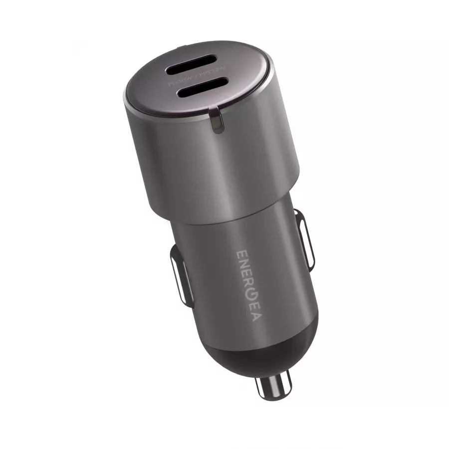 Купить Автомобильное зарядное устройство EnergEA Aludrive D60, 2USB-C PD/PPS (total 66W) Aluminium Gunmet в Сочи. Вид 1