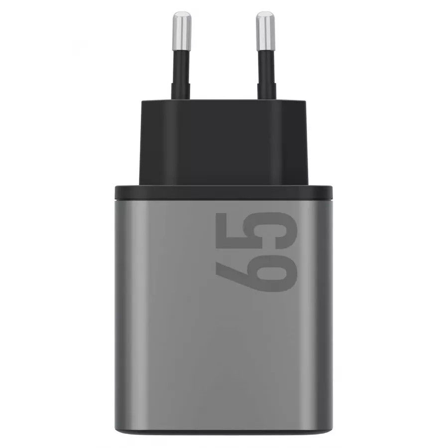Купить Зарядное устройство EnergEA Ampcharge GaN65, 2USB-C + USB-A PD/PPS/QC30 total 65W, серый в Сочи. Вид 4