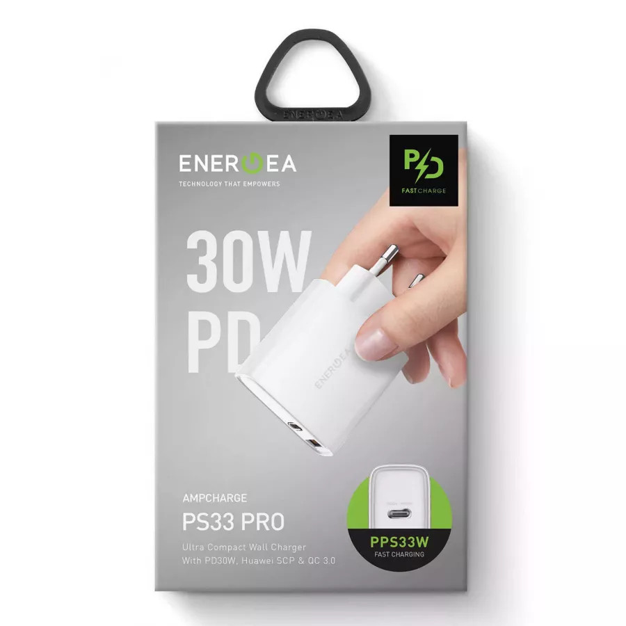 Купить Зарядное устройство EnergEA Ampcharge PS33 Pro, USB-C PD20W +USB-A 22.5W, PPS 33W, белый в Сочи. Вид 6
