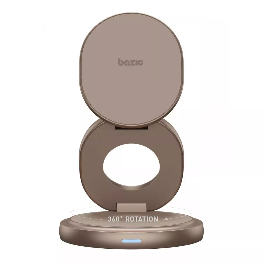 Купить Беспроводное зарядное устройство EnergEA Bazic GoMag GYRE 3-in-1 magnetic foldable 360 rotating 15W Gold в Сочи. Вид 5