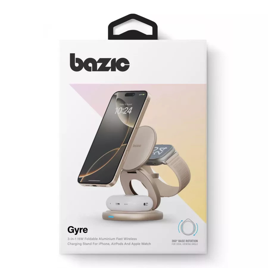 Купить Беспроводное зарядное устройство EnergEA Bazic GoMag GYRE 3-in-1 magnetic foldable 360 rotating 15W Gold в Сочи. Вид 6