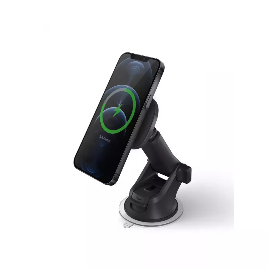 Купить Автодержатель-беспроводное зарядное устройство Uniq Magneo Air Magnetic wireless 15W +АЗУ All-in-one, Grey в Сочи. Вид 3