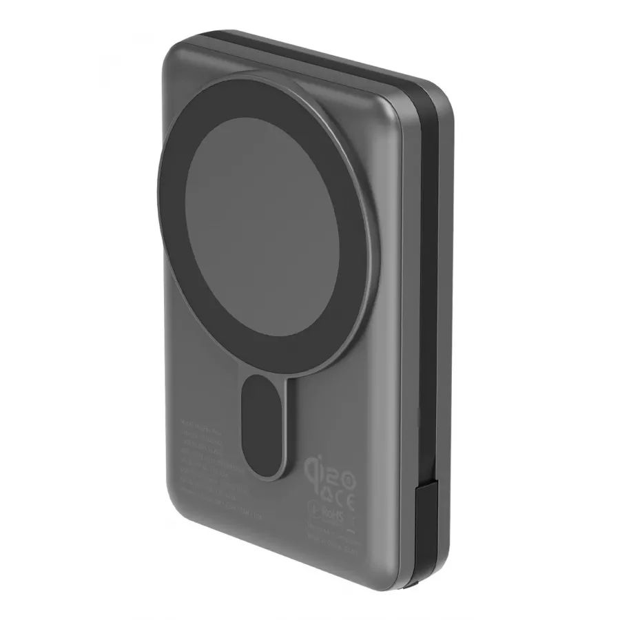 Купить Внешний аккумулятор EnergEA MagPac PRO Plus, 10000W Magnetic wireless Magsafe QI2 15W USB-C+A 20W with cable and stand, темно-серый в Сочи. Вид 1