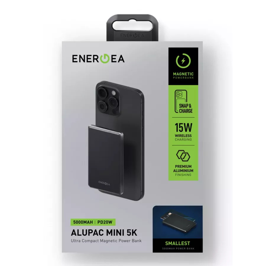 Купить Внешний аккумулятор EnergEA AluPack mini 5K, 5000W Magnetic wireless 15W USB-C 20W, темно-серый в Сочи. Вид 8