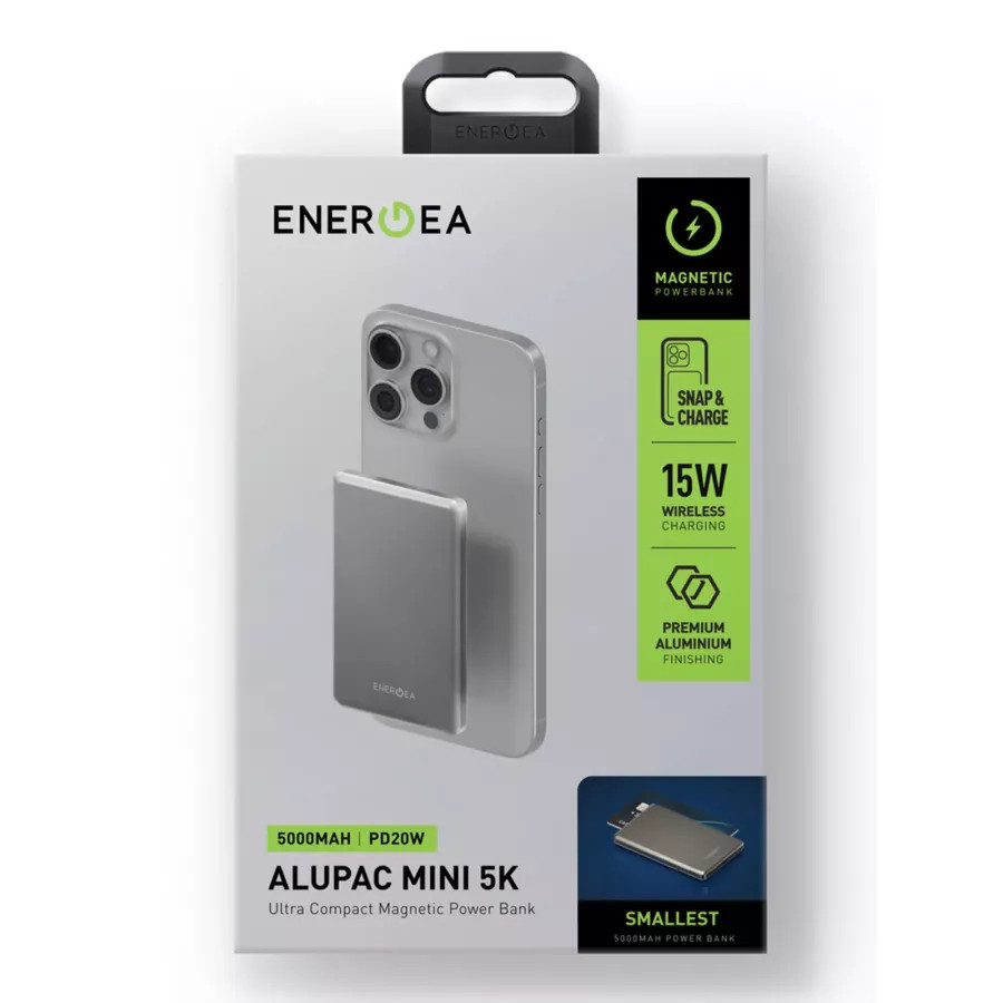 Купить Внешний аккумулятор EnergEA AluPack mini 5K, 5000W Magnetic wireless 15W USB-C 20W, натуральный в Сочи. Вид 11