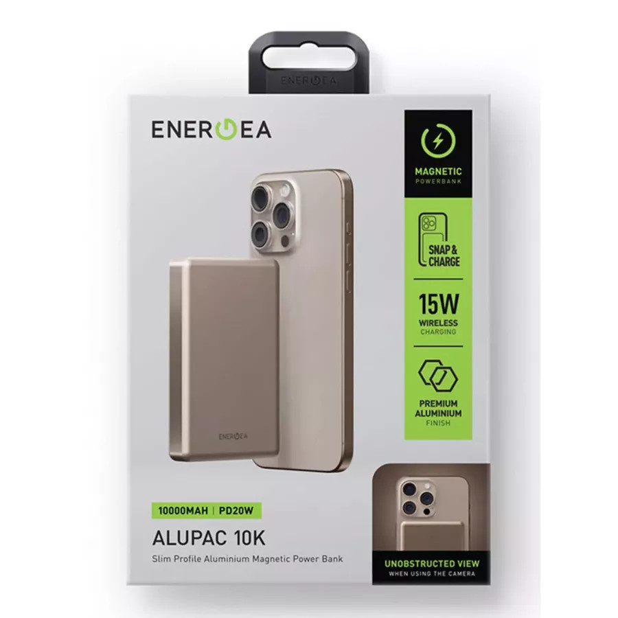 Купить Внешний аккумулятор EnergEA AluPack 10K, 10000мА/ч Magnetic wireless 15W USB-C 20W, золотой в Сочи. Вид 7