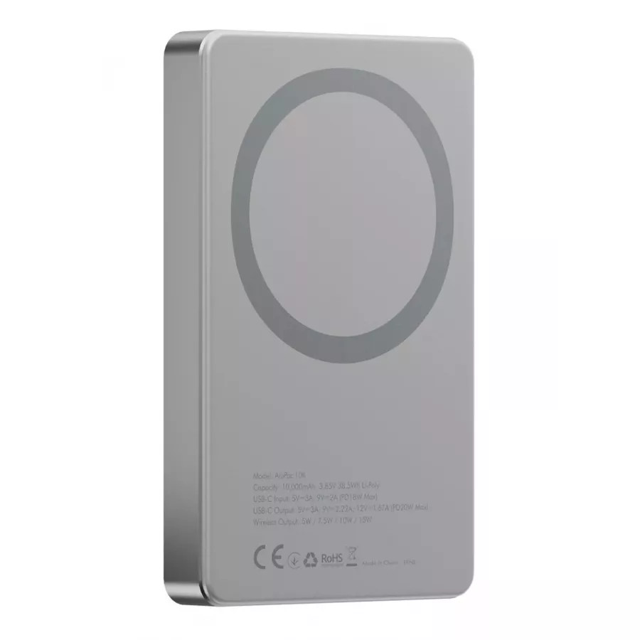 Купить Внешний аккумулятор EnergEA AluPack 10K, 10000W Magnetic wireless 15W USB-C 20W, натуральный титан в Сочи. Вид 2