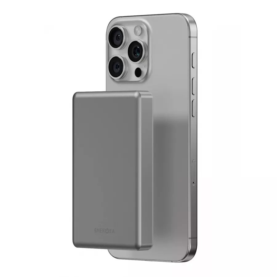 Купить Внешний аккумулятор EnergEA AluPack 10K, 10000W Magnetic wireless 15W USB-C 20W, натуральный титан в Сочи. Вид 3