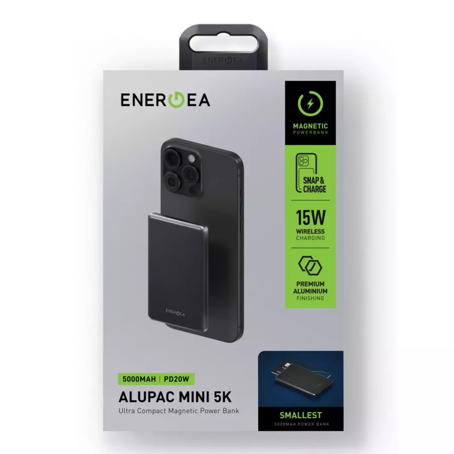Купить Внешний аккумулятор EnergEA AluPack mini 5K, 5000W Magnetic wireless 15W USB-C 20W, черный в Сочи. Вид 9