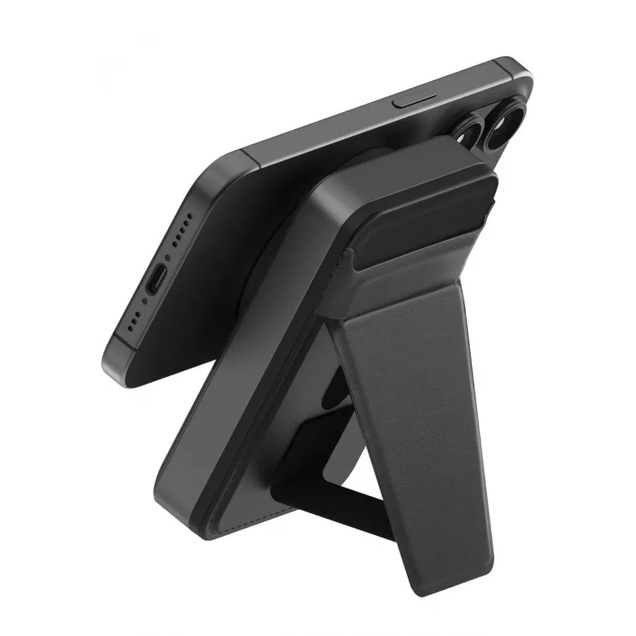 Купить Внешний аккумулятор EnergEA MagWallet CARD, 10000мА/ч MagSafe 15W USB-C 20W with card slot and stand, Gun/Black в Сочи. Вид 4