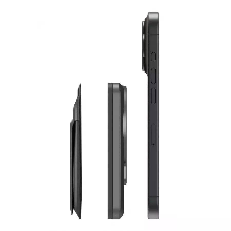 Купить Внешний аккумулятор EnergEA MagWallet CARD, 5000мА/ч MagSafe 15W USB-C 20W with card slot and stand, Gun/Black в Сочи. Вид 5