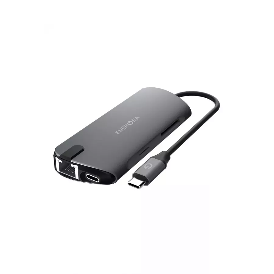 Купить Адаптер USB-C Energea AluHUB HD PRO 8-in-1 Superspeed Aluminium USB-C 3.1, серый в Сочи. Вид 1