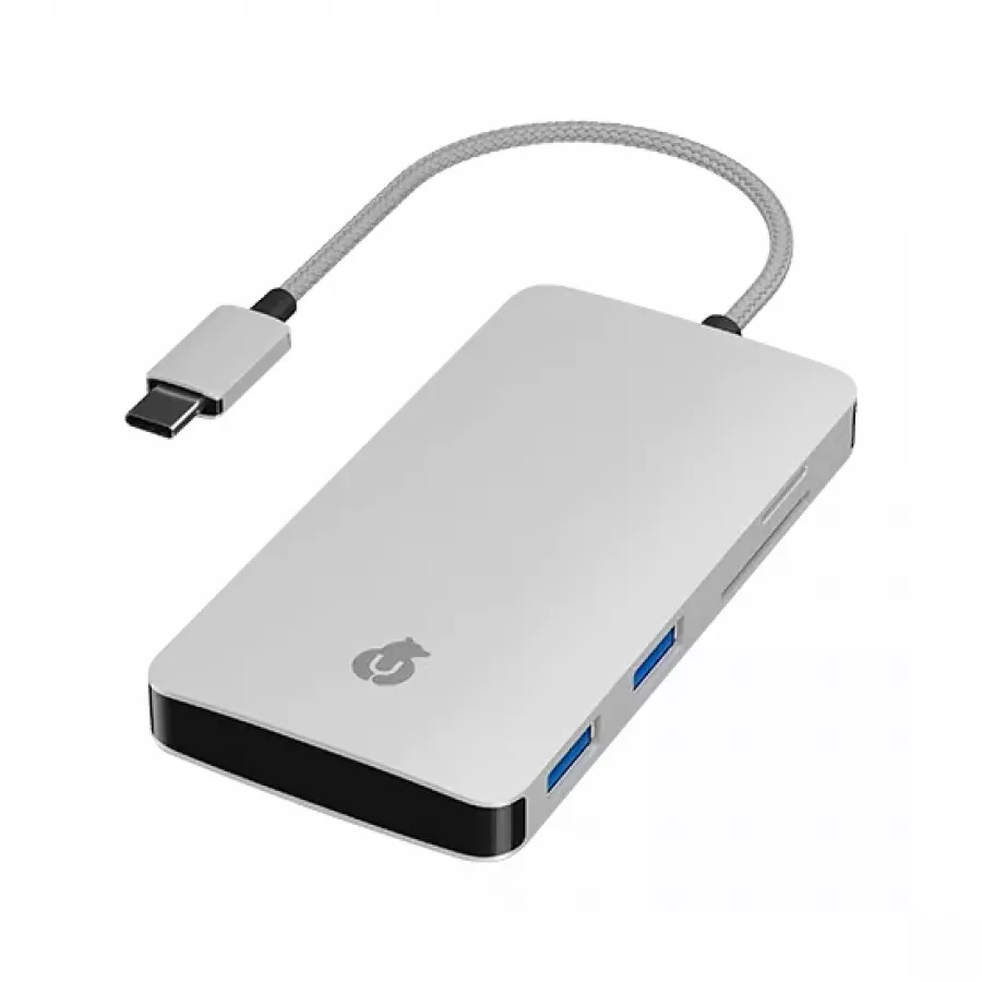 Купить Адаптер USB-C uBear hub Link 7 in 1: 1HDMI, 3USB 3.0, 1MicroSDX, 1SD-MMC, серебристый в Сочи. Вид 1