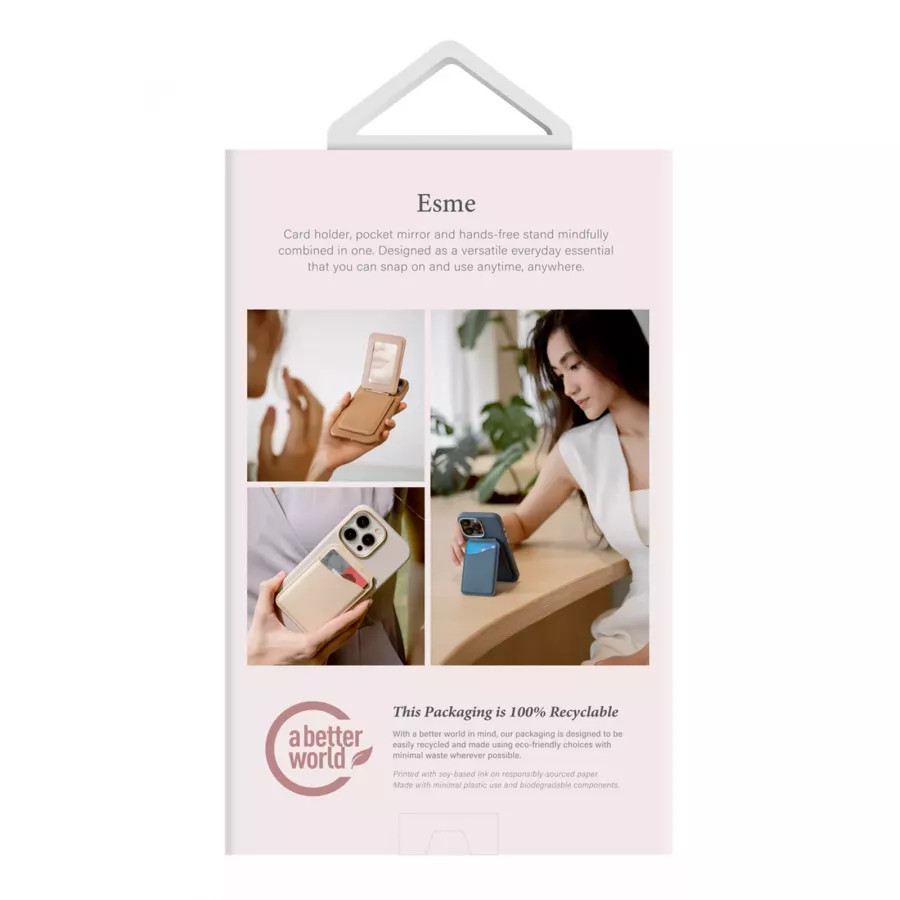 Купить Магнитный бумажник Uniq COEHL ESME Magnetic cardholder with Mirror and Stand, Cream в Сочи. Вид 6