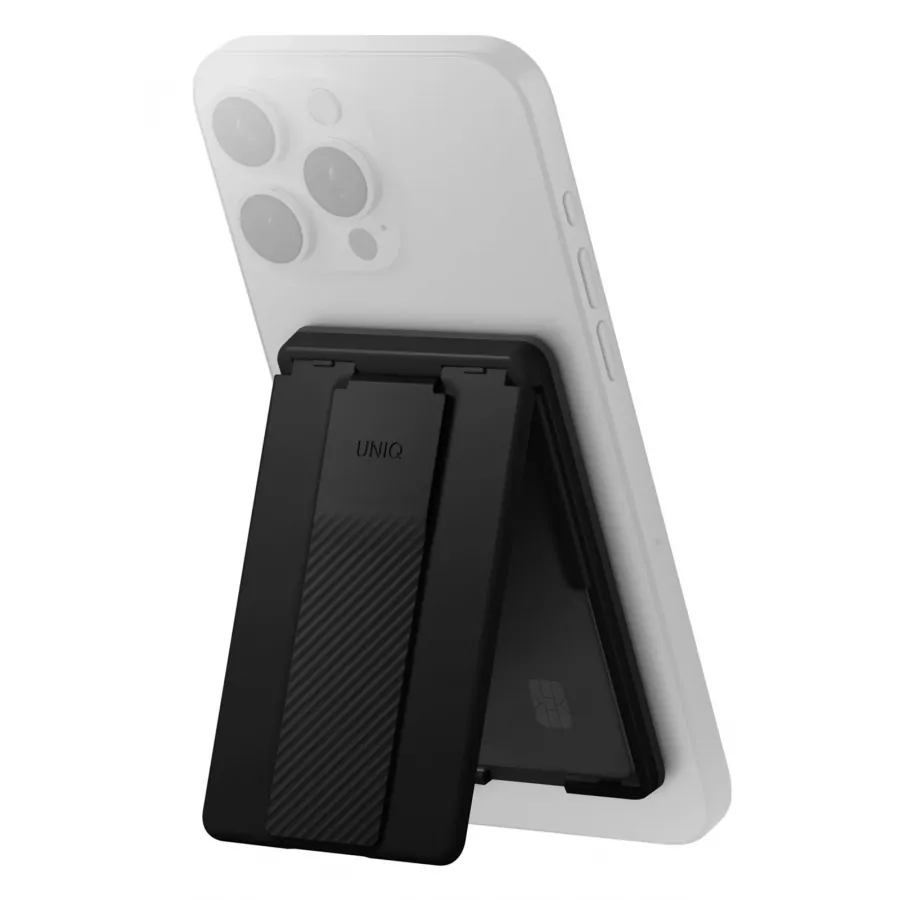 Купить Магнитный бумажник Uniq Heldro ID Magnetic cardholder with Grip-Band and Stand, Black в Сочи. Вид 1