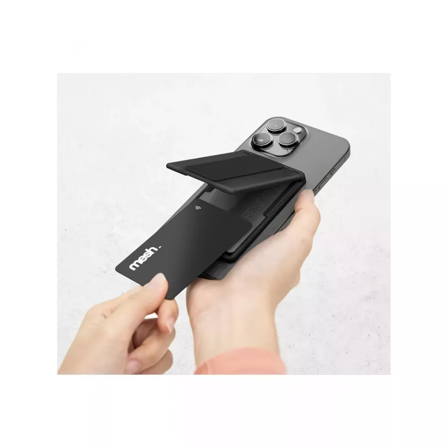 Купить Магнитный бумажник Uniq Heldro ID Magnetic cardholder with Grip-Band and Stand, Black в Сочи. Вид 3