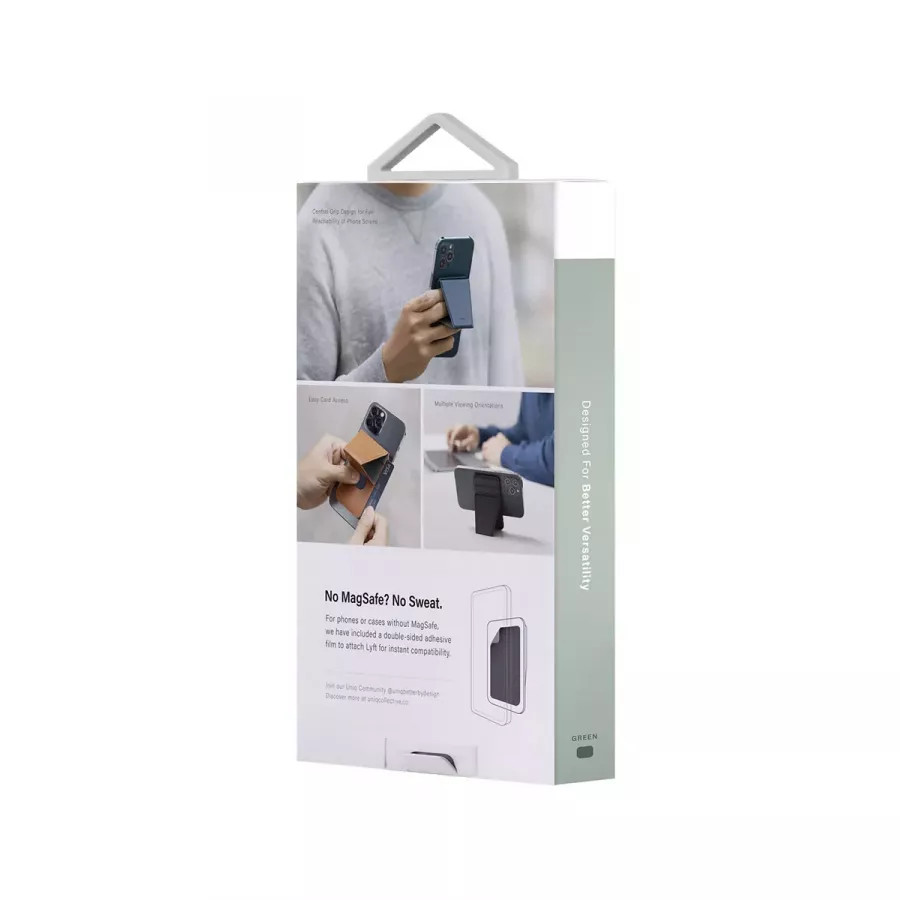 Купить Магнитный бумажник UNIQ LYFT Magnetic с функцией стенда, green в Сочи. Вид 4