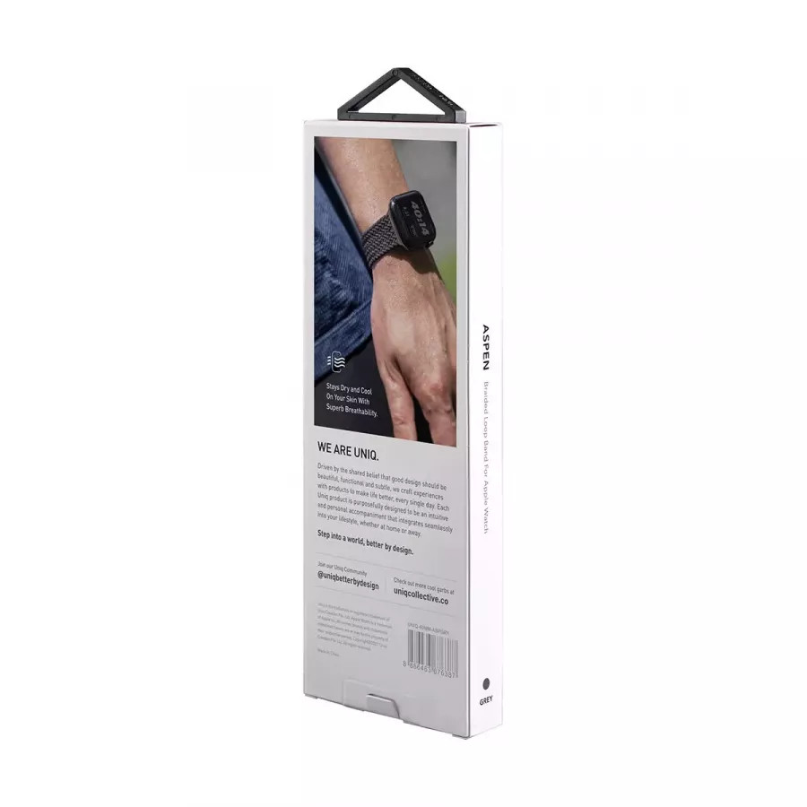 Купить Ремешок Uniq ASPEN Strap Braided для Apple Watch All series 38,40,41мм, Grey в Сочи. Вид 8