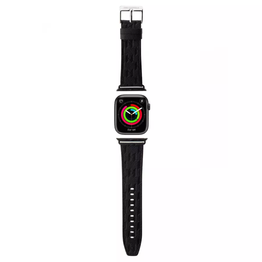 Купить Ремешок Lagerfeld Leather Saffiano Monogram для Apple Watch 41/40/38 мм, черный в Сочи. Вид 1
