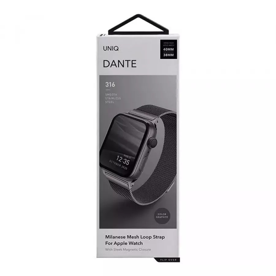 Купить Ремешок Uniq Dante Strap Mesh Steel для Apple Watch 41/40/38мм, Graphite в Сочи. Вид 4