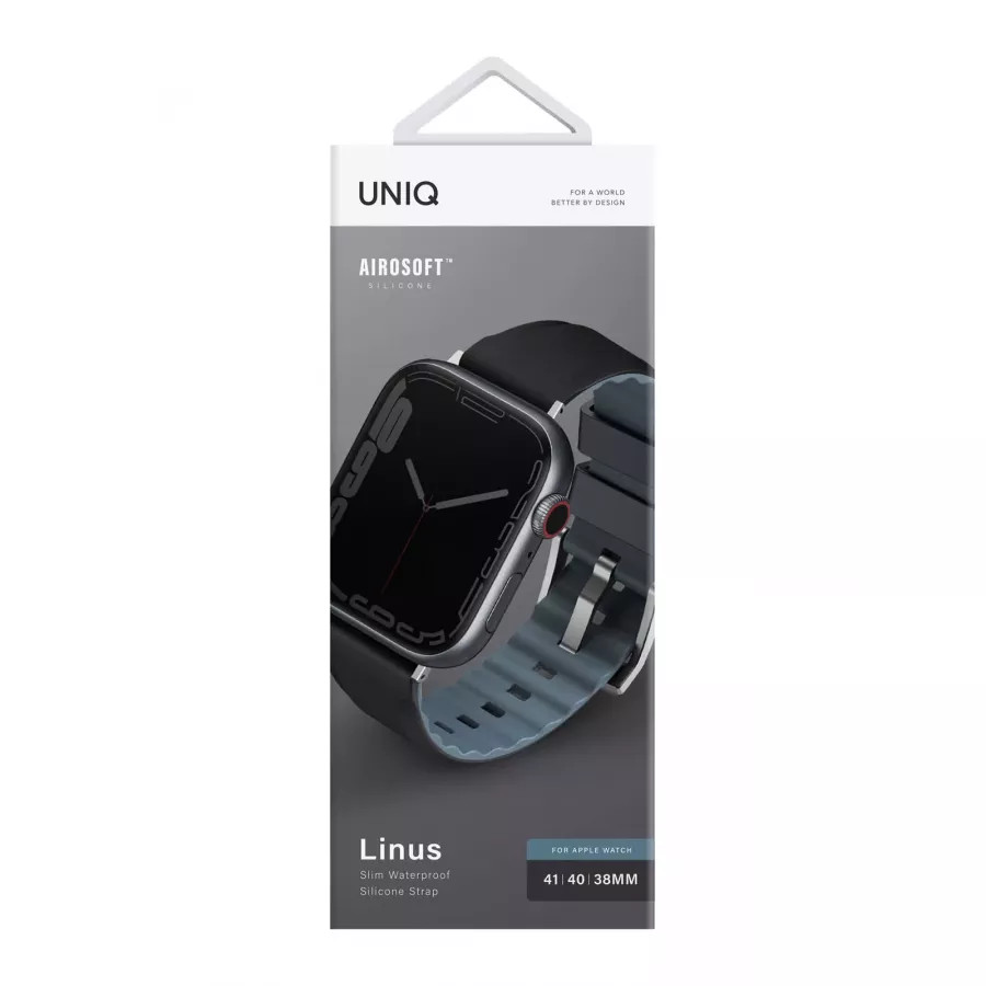 Купить Ремешок Uniq Linus Airsoft silicone strap для Apple Watch 41/40/38мм, Black в Сочи. Вид 2