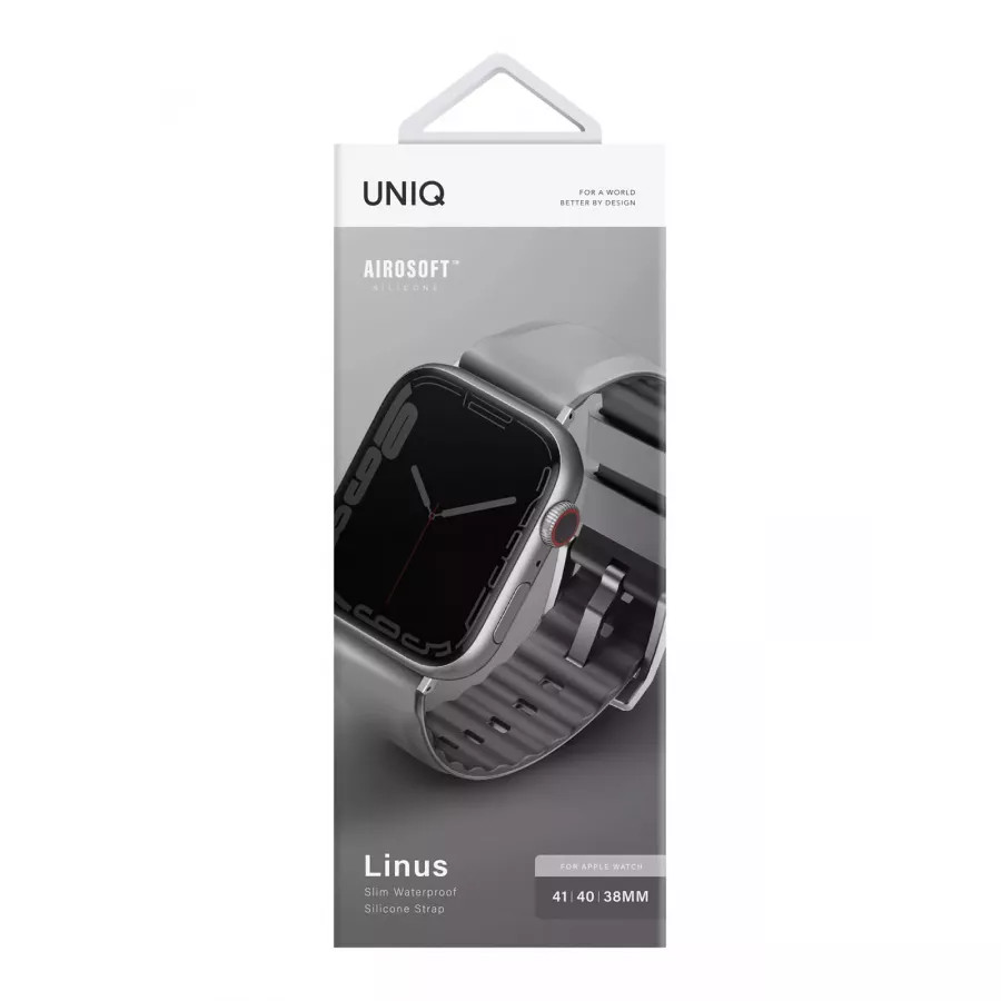 Купить Ремешок Uniq Linus Airsoft silicone strap для Apple Watch 41/40/38мм, Grey в Сочи. Вид 2