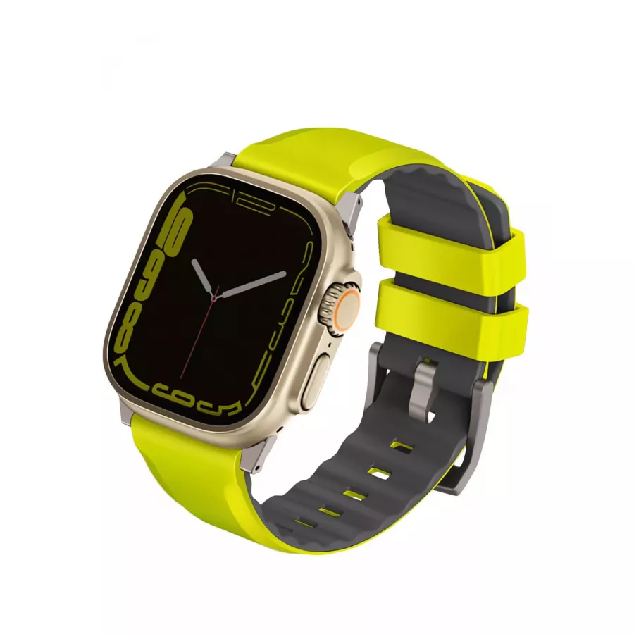 Купить Ремешок Uniq Linus Airsoft silicone strap для Apple Watch 49/45/44/42мм, Lime Green в Сочи. Вид 1