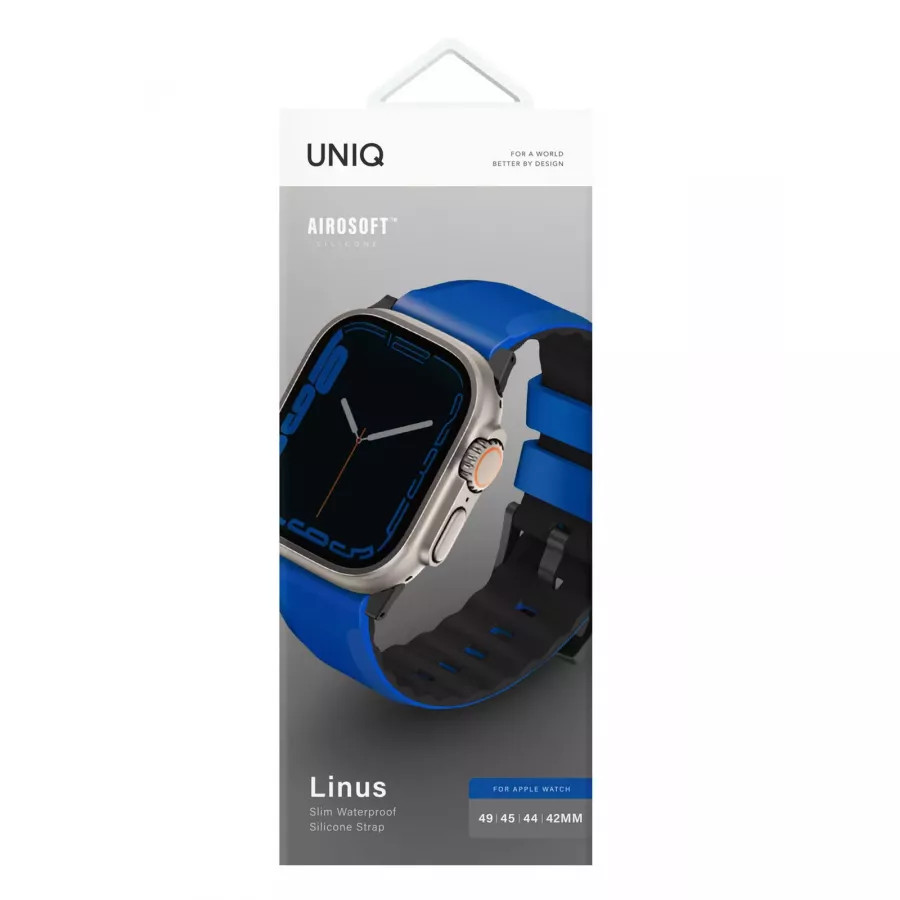 Купить Ремешок Uniq Linus Airsoft silicone strap для Apple Watch 49/45/44/42мм, Racing Blue в Сочи. Вид 3