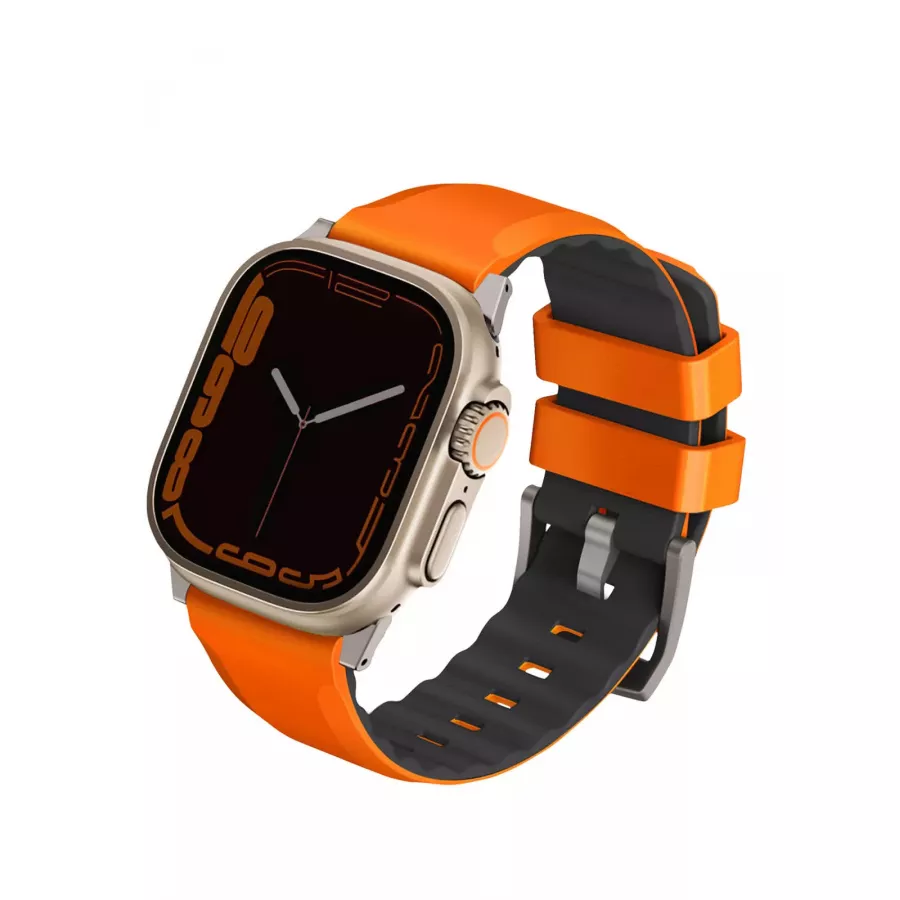 Купить Ремешок Uniq Linus Airsoft silicone strap для Apple Watch 49/45/44/42мм, Volt Orange в Сочи. Вид 1