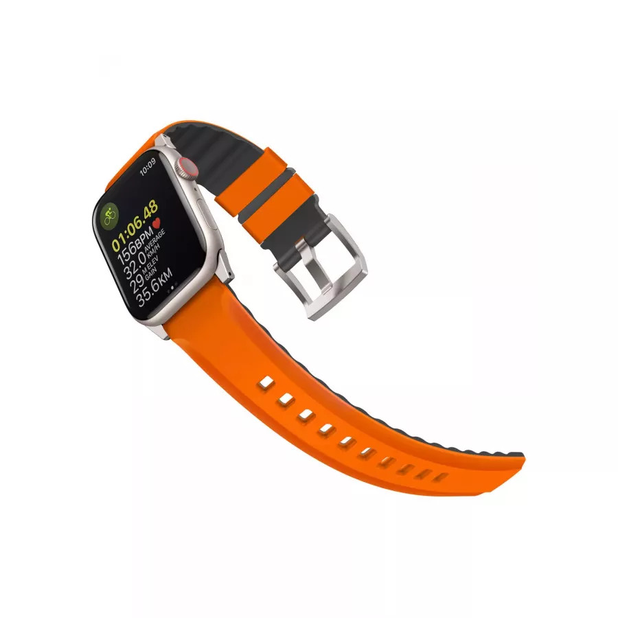 Купить Ремешок Uniq Linus Airsoft silicone strap для Apple Watch 49/45/44/42мм, Volt Orange в Сочи. Вид 2