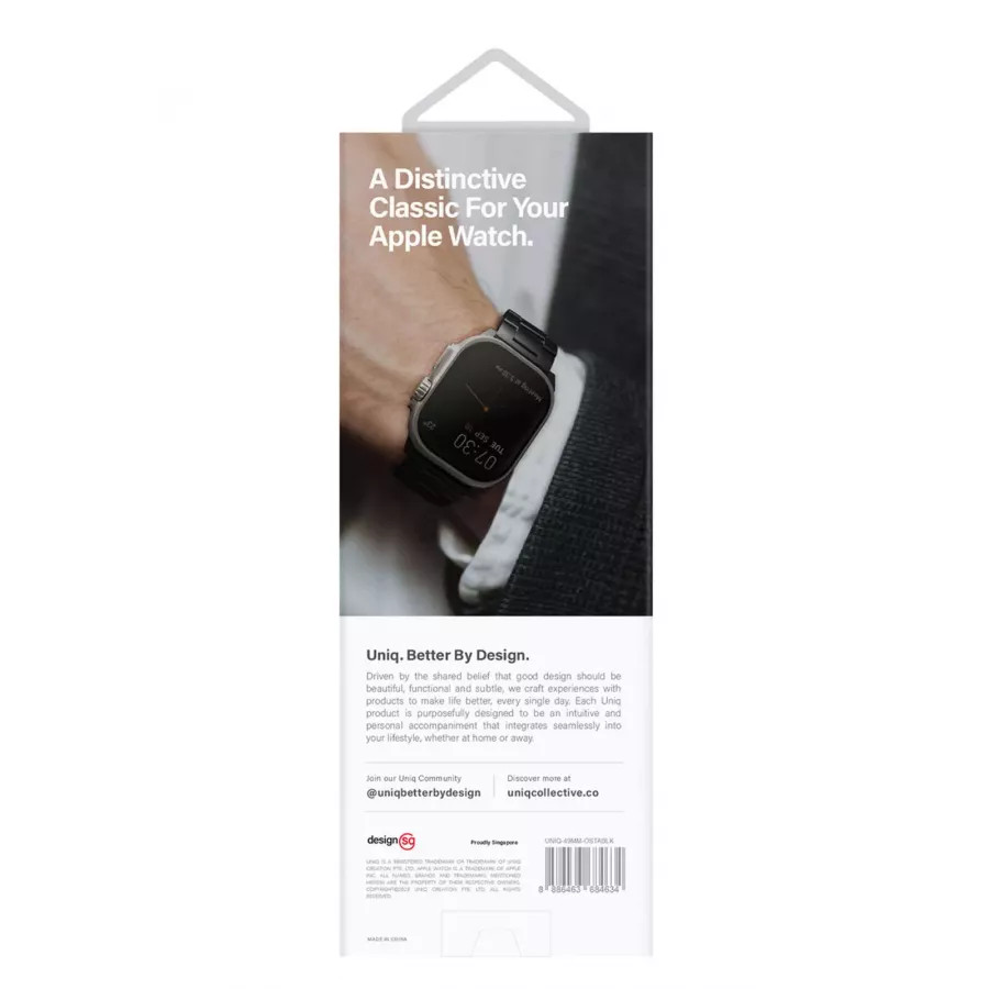 Купить Ремешок Uniq OSTA Steel Strap with Self-Adjustable Links для Apple Watch 49/45/44/42мм, черный в Сочи. Вид 5
