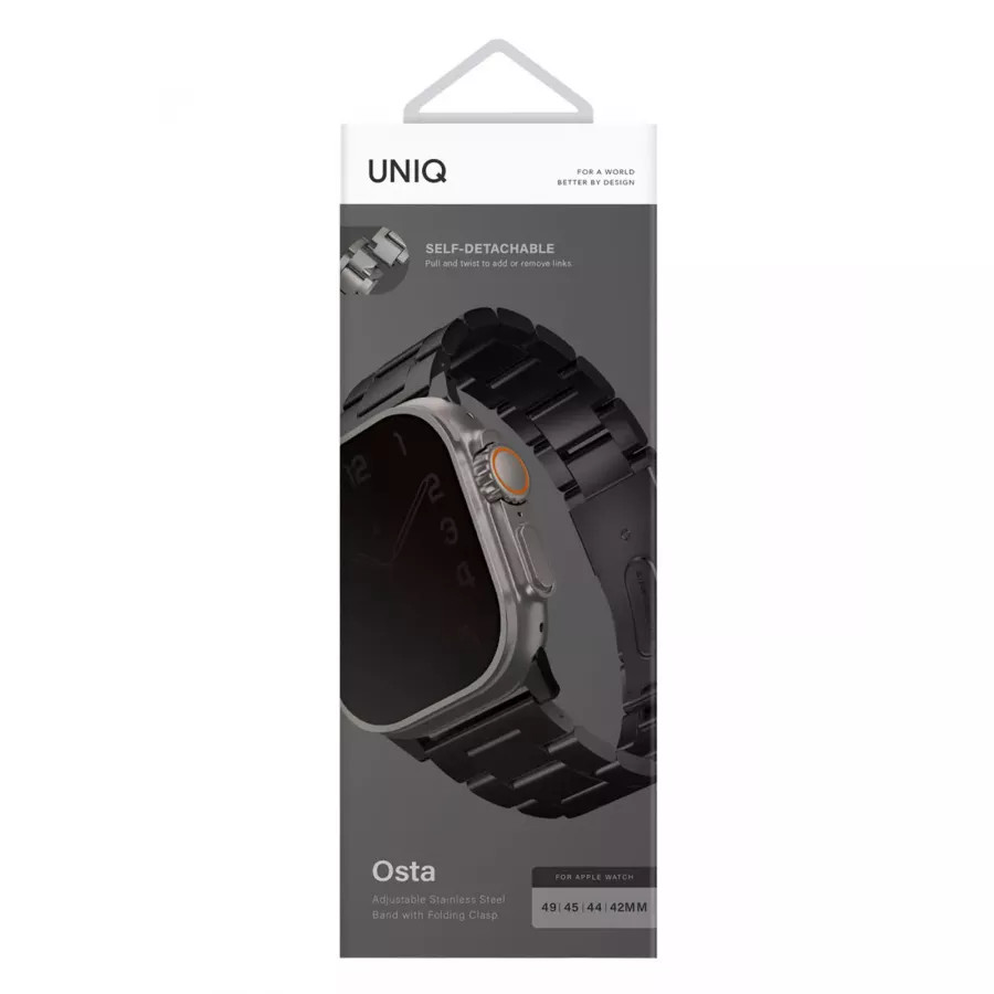 Купить Ремешок Uniq OSTA Steel Strap with Self-Adjustable Links для Apple Watch 49/45/44/42мм, черный в Сочи. Вид 6