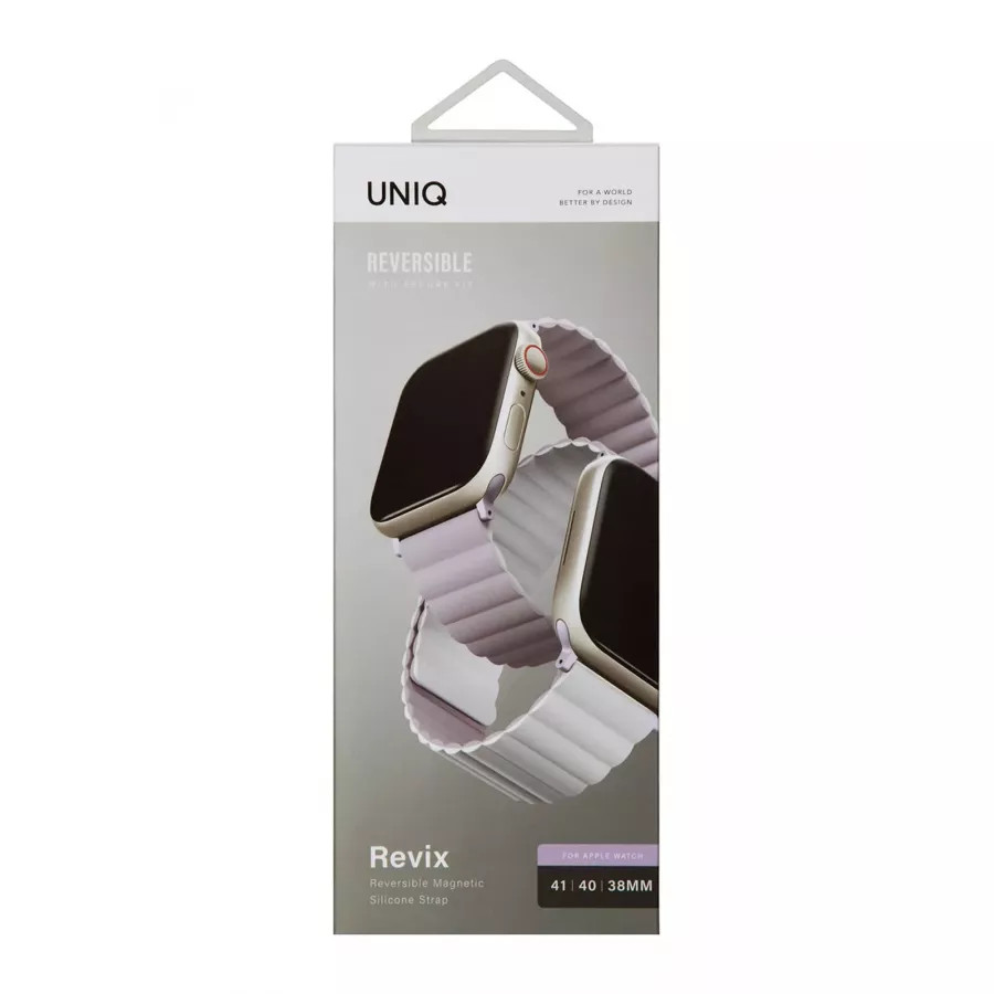 Купить Ремешок Uniq Revix reversible Magnetic для Apple Watch 41/40/38мм, Lilac/White в Сочи. Вид 9