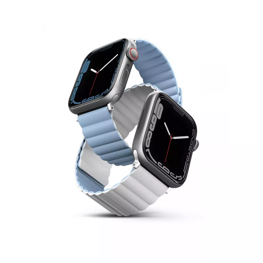Купить Ремешок Uniq Revix reversible Magnetic для Apple Watch 41/40/38мм, White/Arctic Blue в Сочи. Вид 1