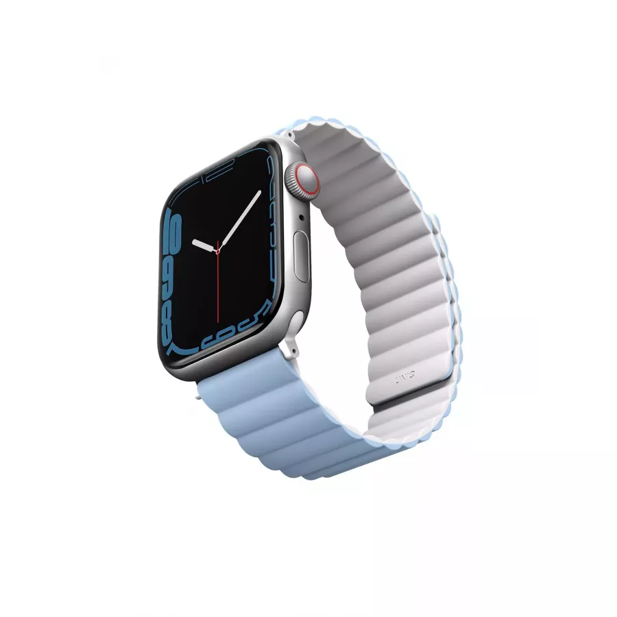 Купить Ремешок Uniq Revix reversible Magnetic для Apple Watch 49/45/44/42мм, White/Arctic Blue в Сочи. Вид 1