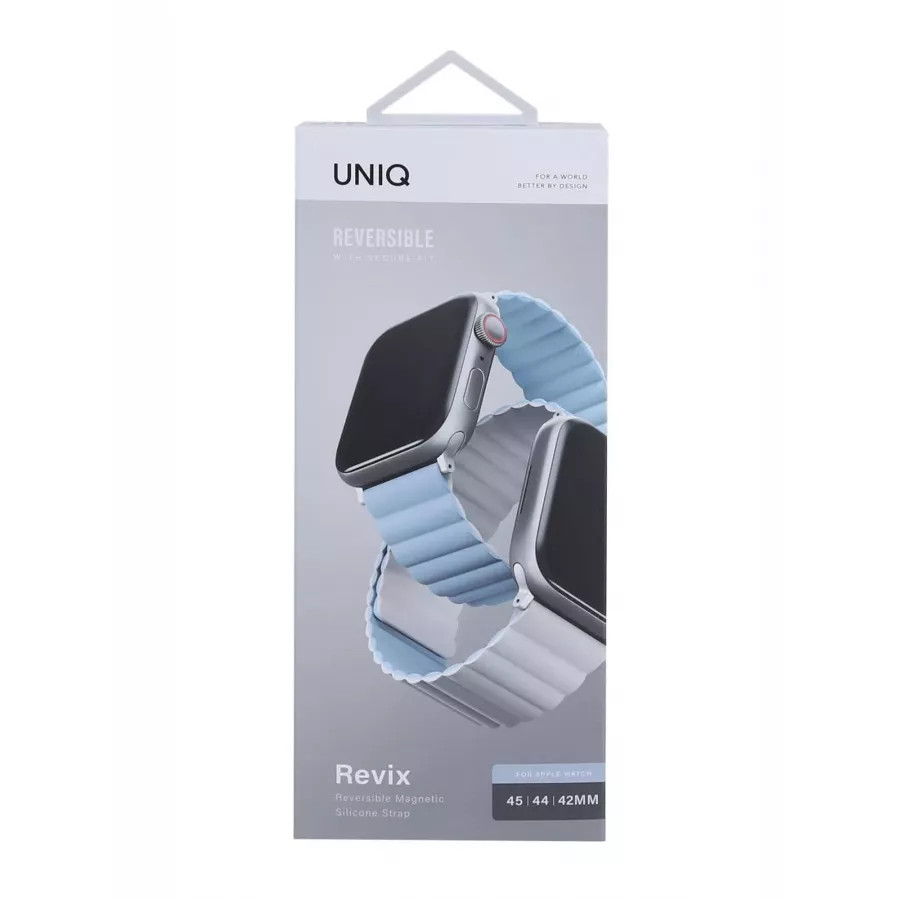 Купить Ремешок Uniq Revix reversible Magnetic для Apple Watch 49/45/44/42мм, White/Arctic Blue в Сочи. Вид 10