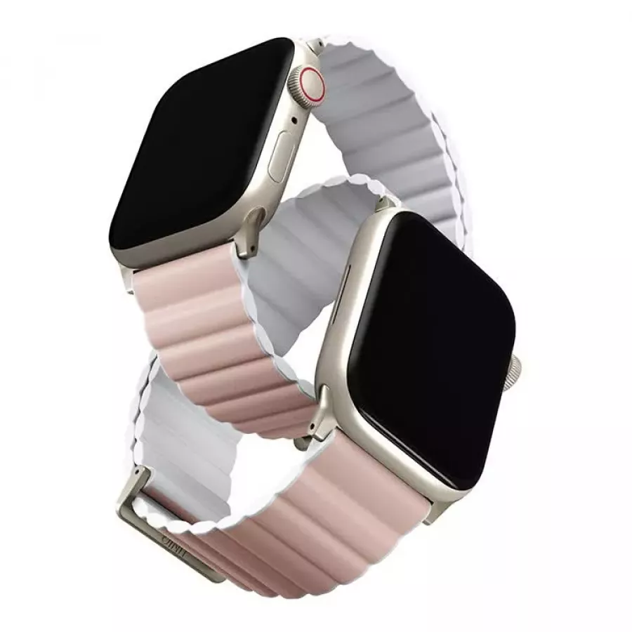 Купить Ремешок Uniq Revix Premium Ed. Leather/Silicone для Apple Watch 41/40/38мм, Blush Pink/White в Сочи. Вид 1